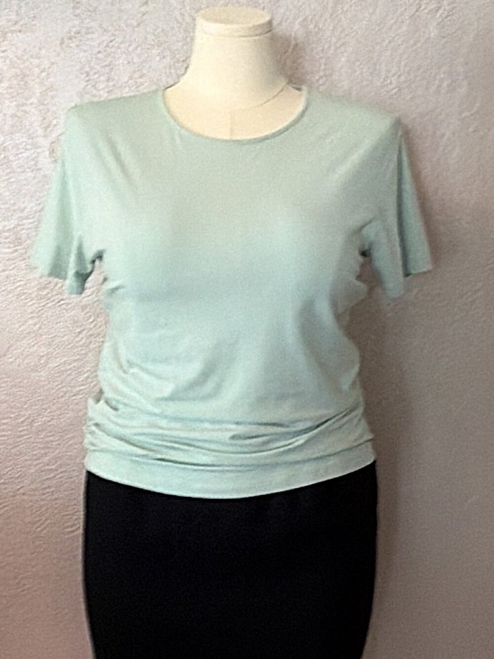 Vintage 90s Ann Taylor Mint Sage Green Cotton Spandex Stretch Tee Shirt Large